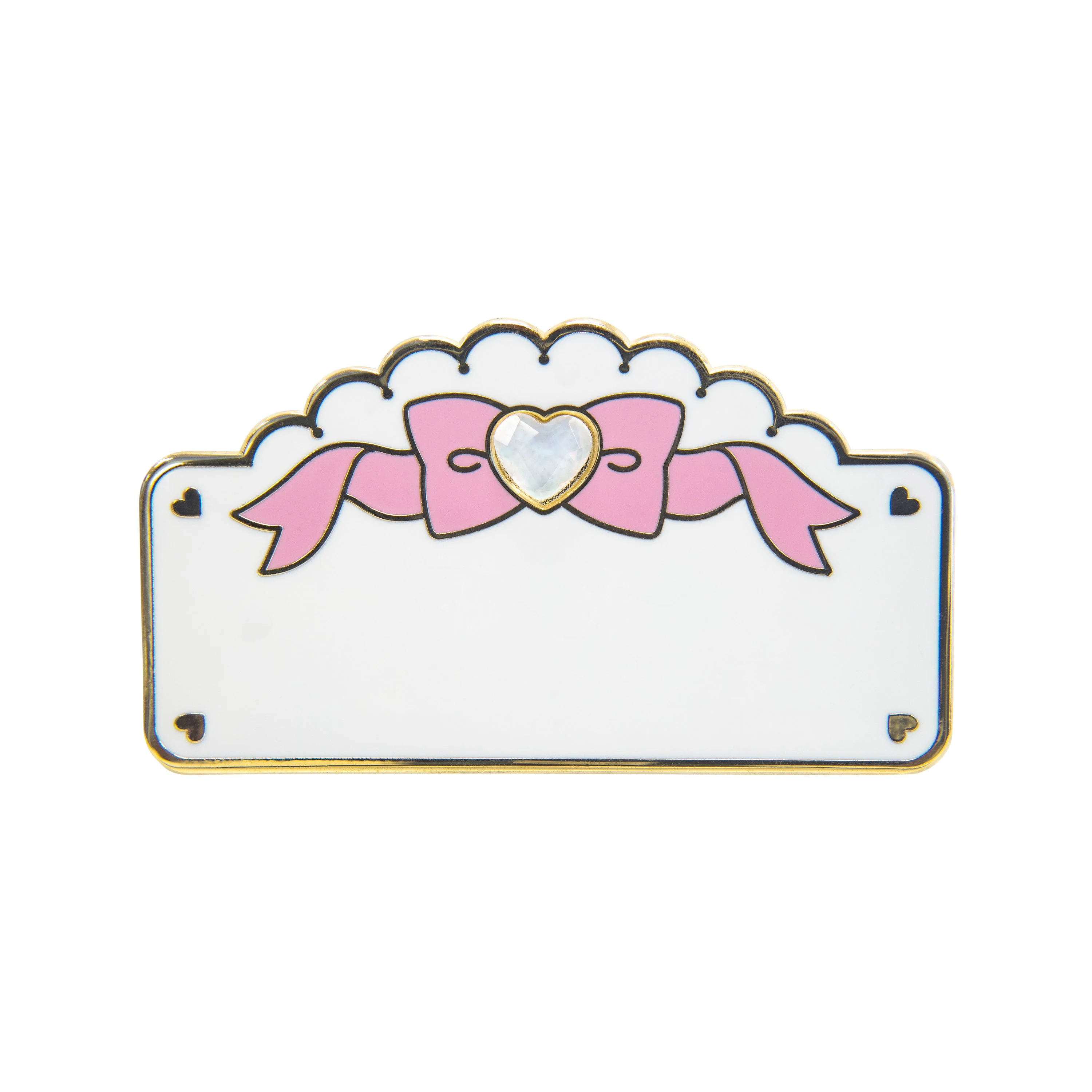 Sanshee - Kira Kira Pink Ribbon Name Tag Enamel Pin